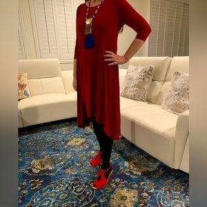 Alfani A-line asymmetrical dress in deep red